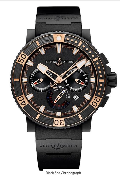 Ulysse Nardin Maxi Marine Diver Black Sea Chronograph Replica Watch Price 353-90-3C